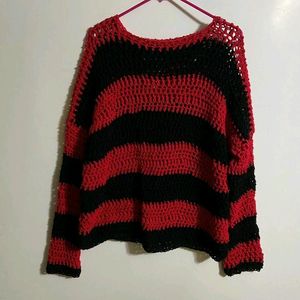 Black Red Y2k Top