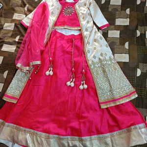 Crop Top Jacket With Skirt And Dupatta