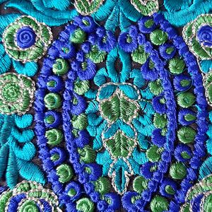 Embroidered Neckline Yoke-blue