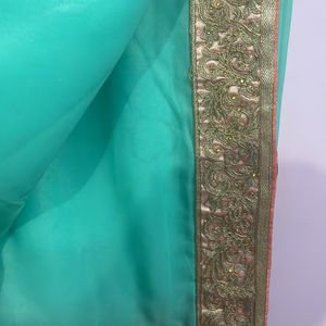 Sea green party wear Saree