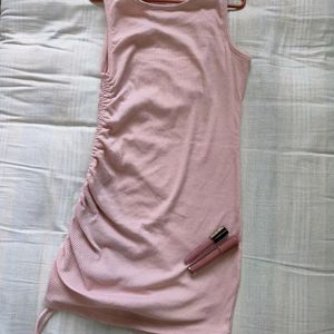 Pink Drawstring Mini Dress For Ladies Out There