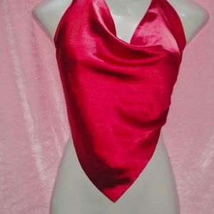 Cowl Neck Backless Red Top