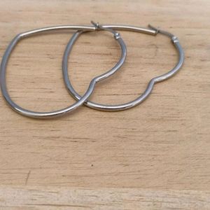 Metallic Heart Shaped Oversized Hoop Earrings