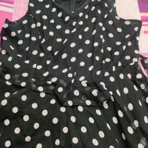 High Low Black And White Polka Dot Dress