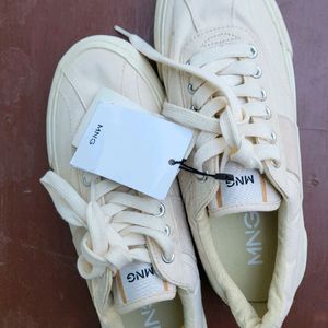 Mango Off White Solid Sneakers