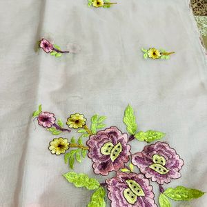 Handmade Embroidery Kota Doria Saree