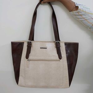 Glamazon Leather Woman's Printed Tote Bag(Beige).