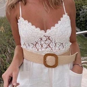 H&M Beige Crochet Lace Bodysuit