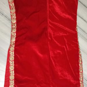 GORGEOUS RED VELVET STONE WORKED KURTA