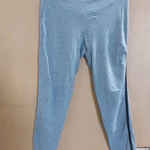 Grey Active Wear Pants With Black Lining On Side