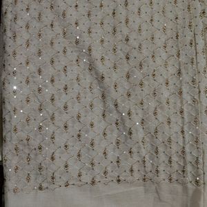 Beige Golden Embroidery Lehenga Fabric