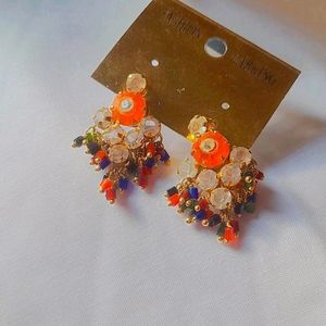 Orange Artificial Diamond Earings For Functions