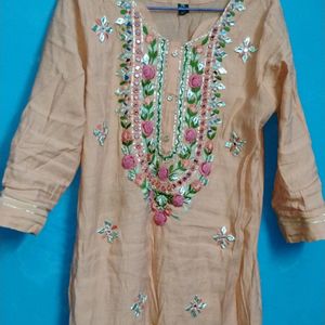 Mirror Embroidery Work Kurta Set With Dubatta