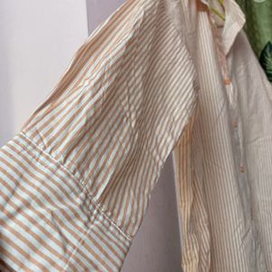 Peach Striped Boyfriend Fit Shirt