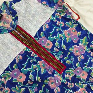 Soch Blue Floral Kurti For Women (XL SIZE)