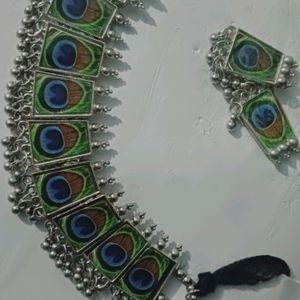 Oxidised Mor Pankh Choker Set