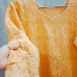 Mustard Yellow Chikankari Kurta