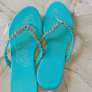 Sea Green Colour Sandals For Women And Girls