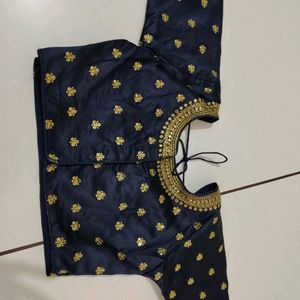 Navy Blue Beautiful Embroidery Design Blouse