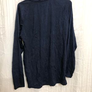 Blue zip Long Sleeve T Shirt