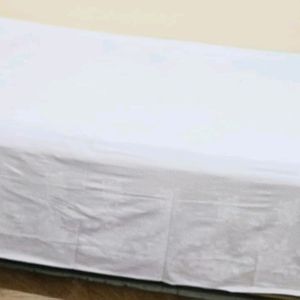 Cotton Satin White Self Design Bedsheet