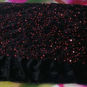 Black Party Wear Saree, Velvet Blouse Material Fre