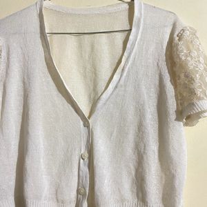 A White Colour Shrug Top For Women