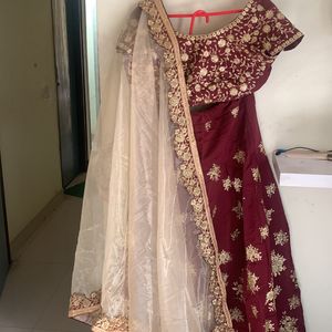 Beautiful Maroon And Gold Work Stiched Lehenga Set