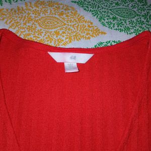 Red V-Neck H&M Top