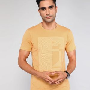 Louis Philippe Yellow Printed Tshirt Men