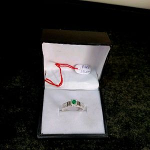 Green Diamond Ring Pure Silver
