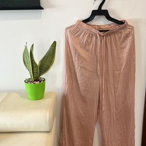 Cute Beige Loungewear Pant w/ Drawstrings & Frills