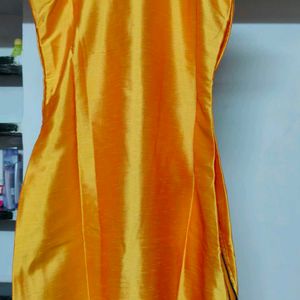 Yellow And Navy Blue Kurti Set