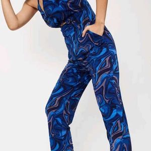 (XL)Max Printed Shoulder Straps Basic Jumpsuit