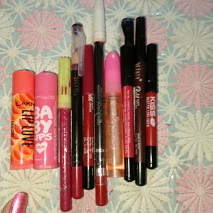 10 Combo Of Lipstick (Lakme+Kiss Matte Lipliner+.)