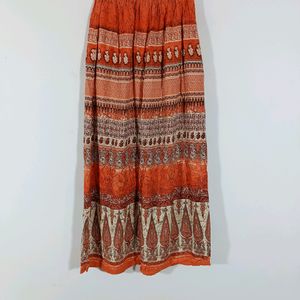 Orange Printed Self Altered Long Skirt (Women)