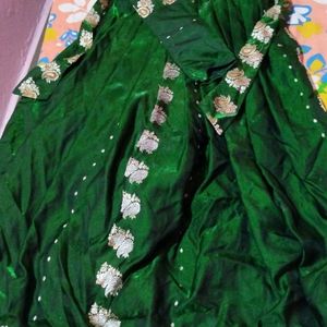 Katan Frock Home Stiched With Chudidar Sleeves And