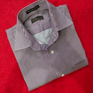 Van Heusen Purple White Striped Formal Shirt