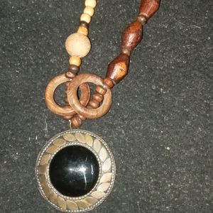 Long Wooden Beads Neck Piece