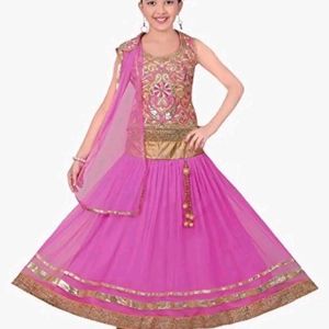 Beautiful Small Girls Pink Net Lehenga Choli