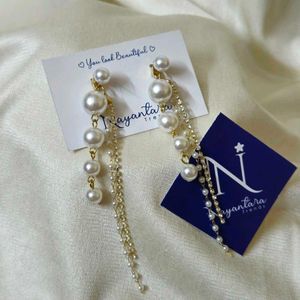 Stunning 2-in-1 Pearl Dangler Korean Earrings