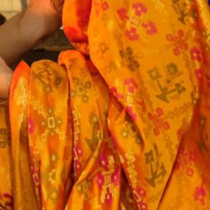 Orange Silk Blend Saree