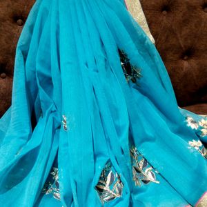 Supernet Blue Saree