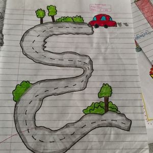 Curved Road And Drawing 😍😍