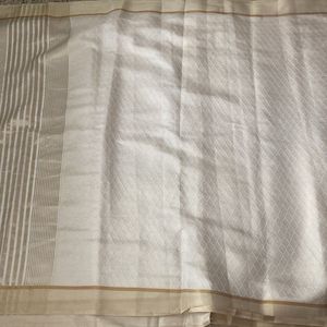 New Off White Golden Zari Saree For Grabs