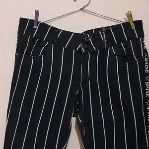 Slim Fit Striped Trousers For Women