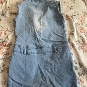 Denim Knee Length Dress For Girls In Good Conditio