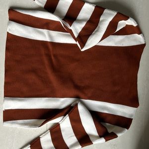 Brown top with white stripes