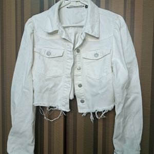 Vero Moda White Cropped Denim Jacket