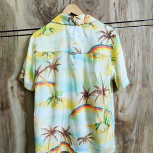 Lime Green Printed Shirt Size-40